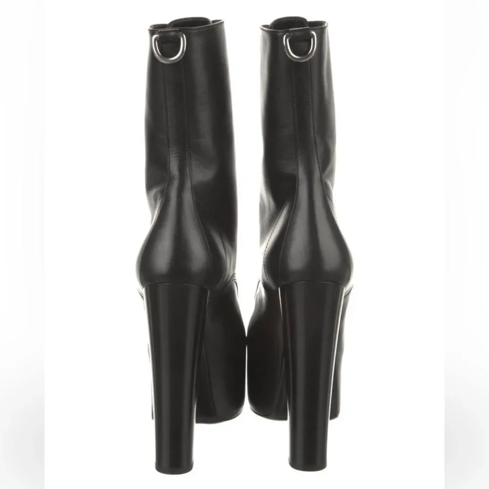 Saint Laurent Leather Lace-Up Boots - Picture 4 of 5